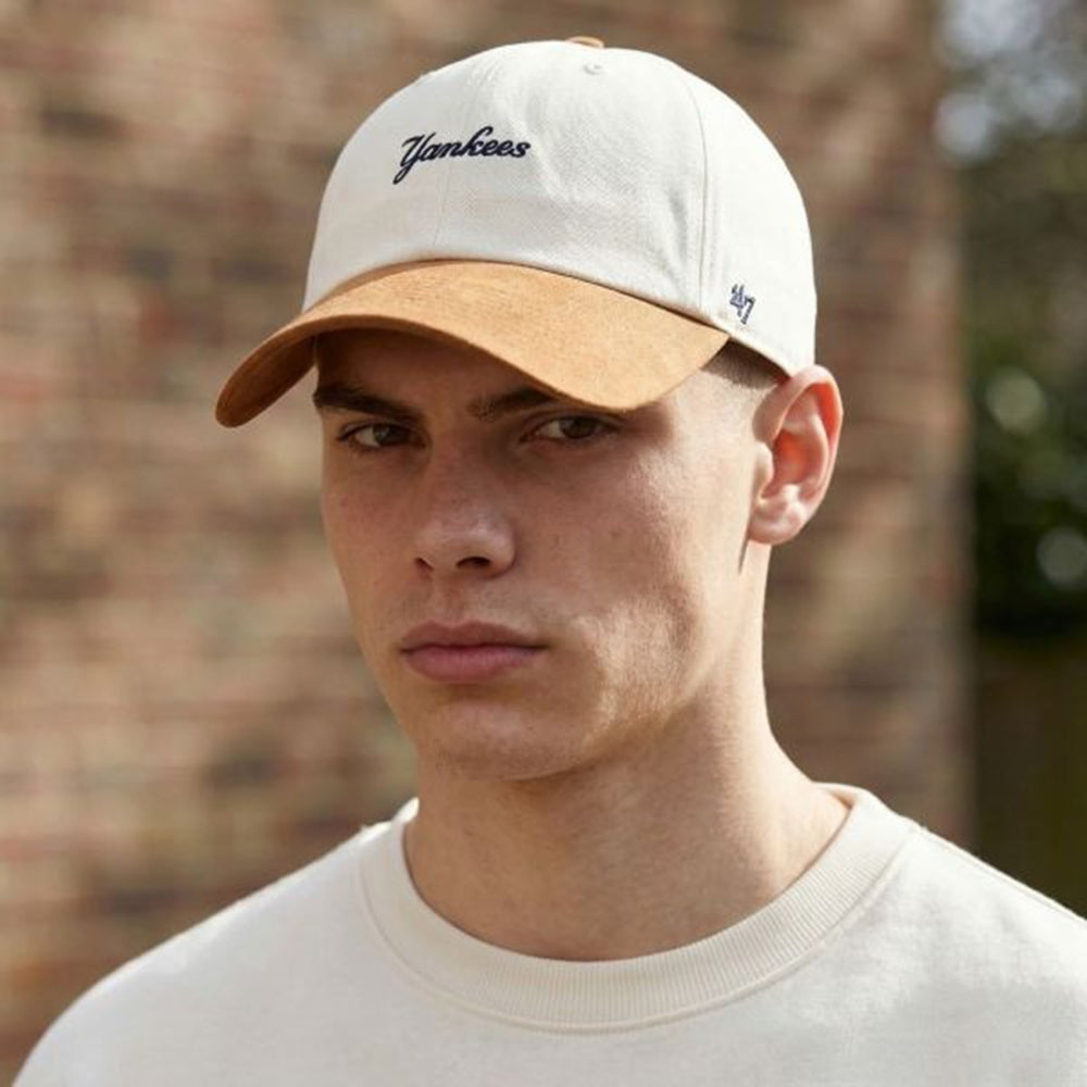 MLB New York Yankees Mini Script Suede Visor Clean Up Cap - Men