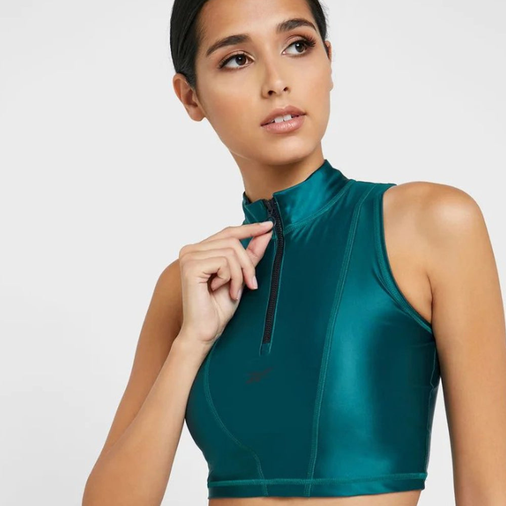 Shiny Lycra Cropped Top - Women