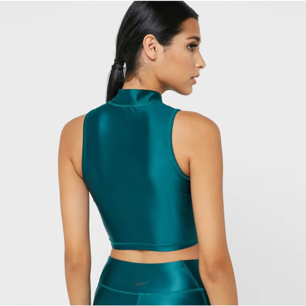Shiny Lycra Cropped Top - Women