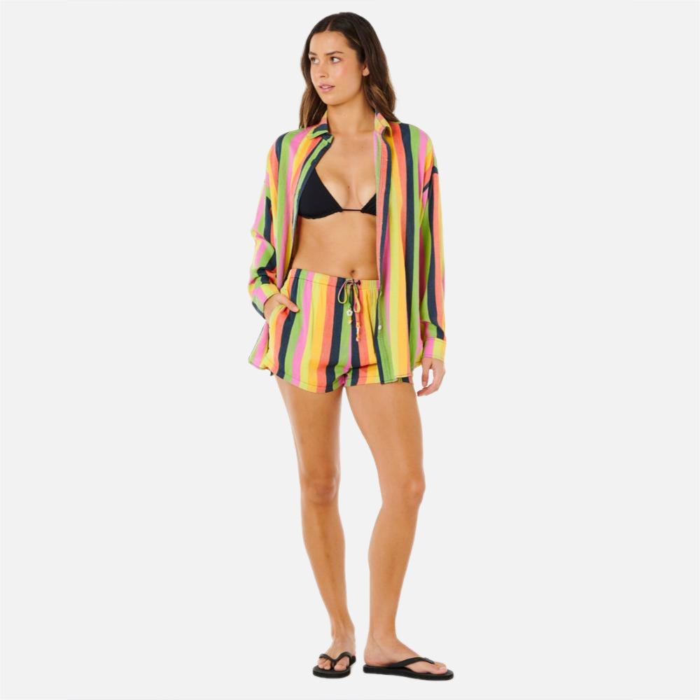 Neon Stripe Relaxed Shirt - Women