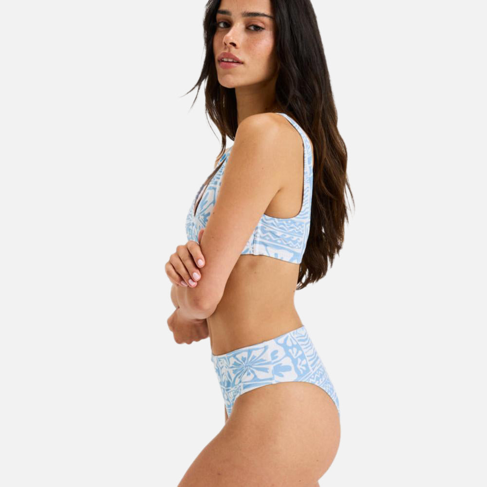 Flower Wave Mid Waist Bikini Bottom - Women