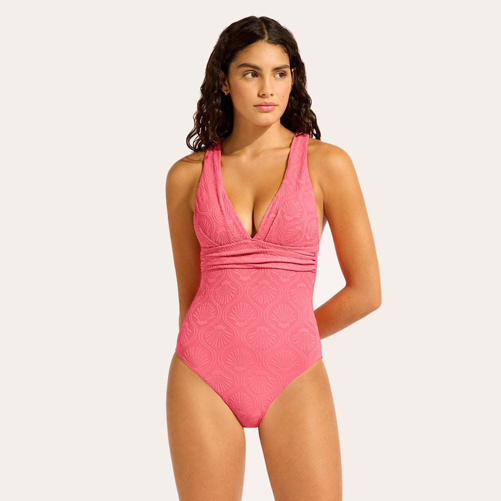 Luna V Neck One Piece Swimsuit - Women