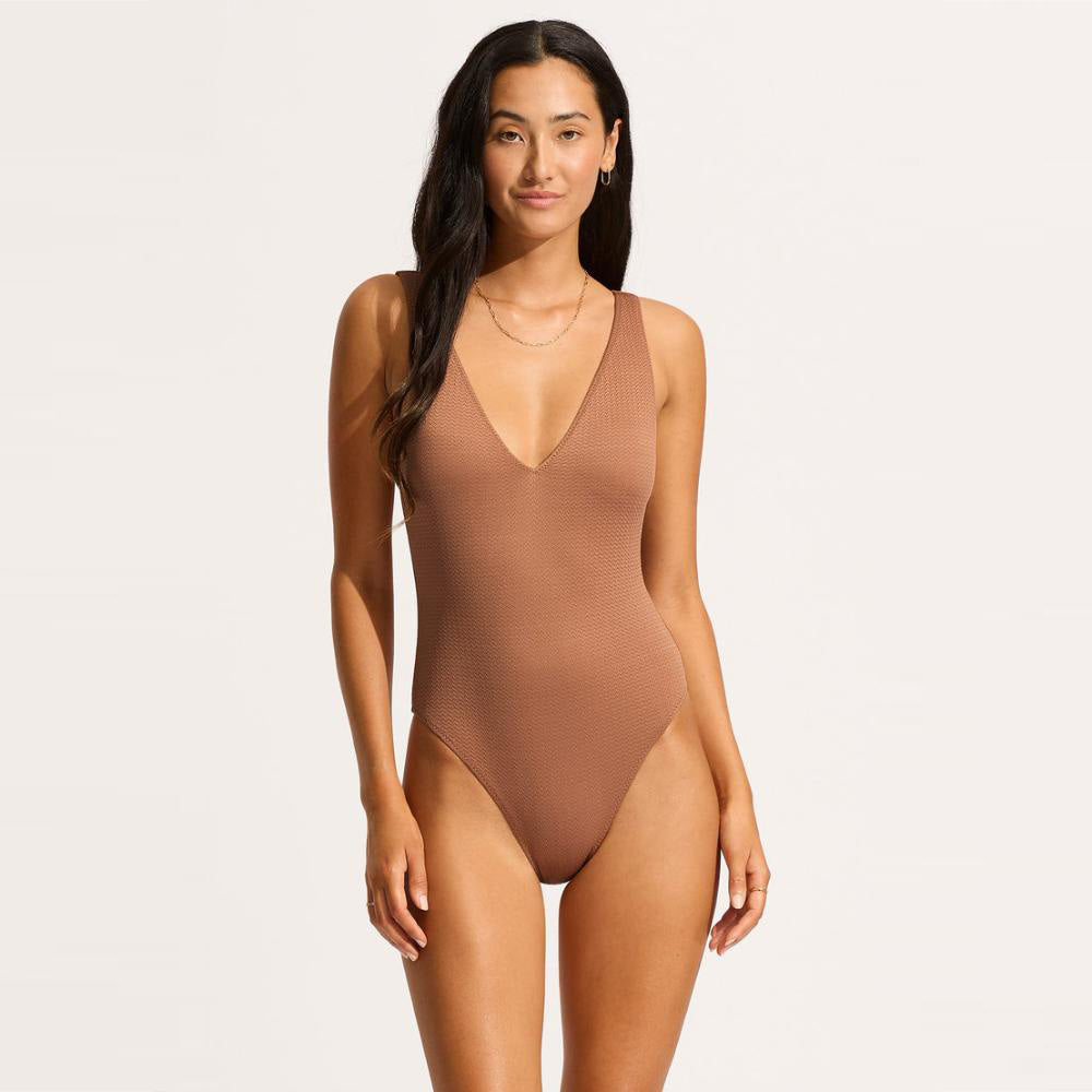 Sea Dive Deep V Neck One Piece - Women