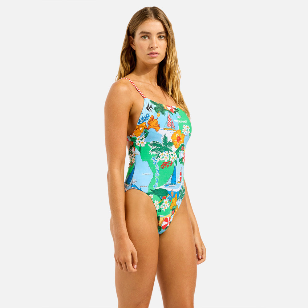 Viva Vacation Square Neck One Piece Swimsuit - Women