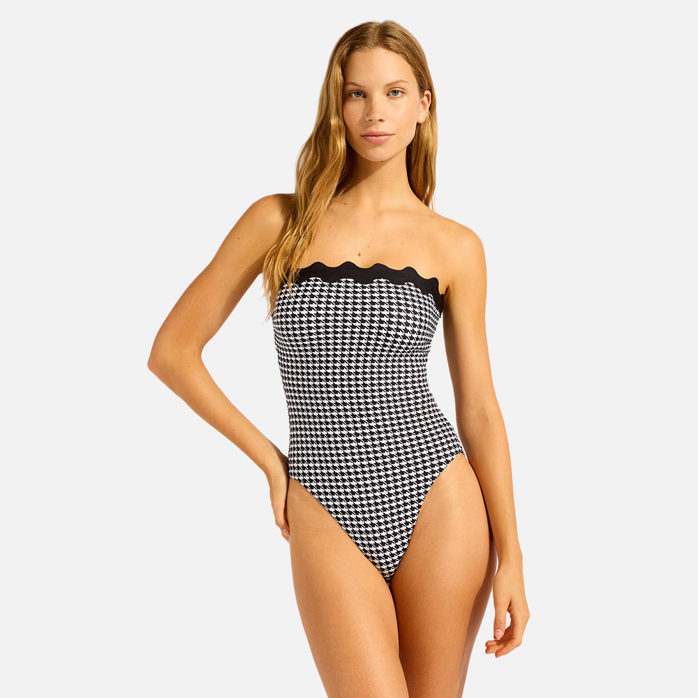Gia Check Ric Rac DD Bandeau One Piece Swimsuit - Women
