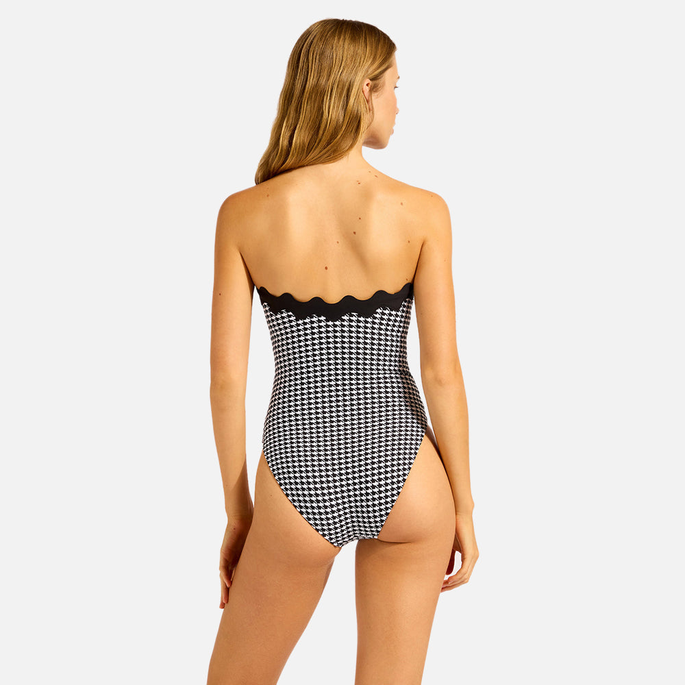 Gia Check Ric Rac DD Bandeau One Piece Swimsuit - Women