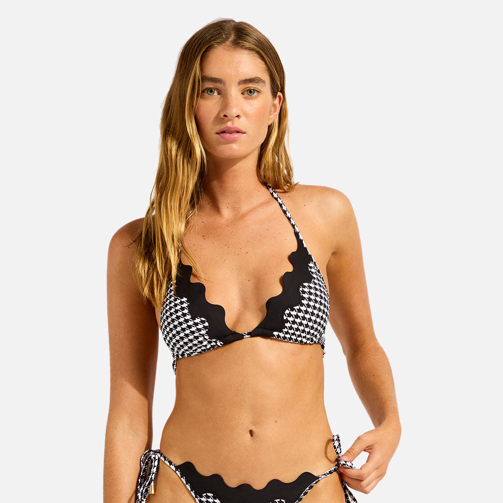 Gia Check Ric Rac Triangle Bikini Top - Women