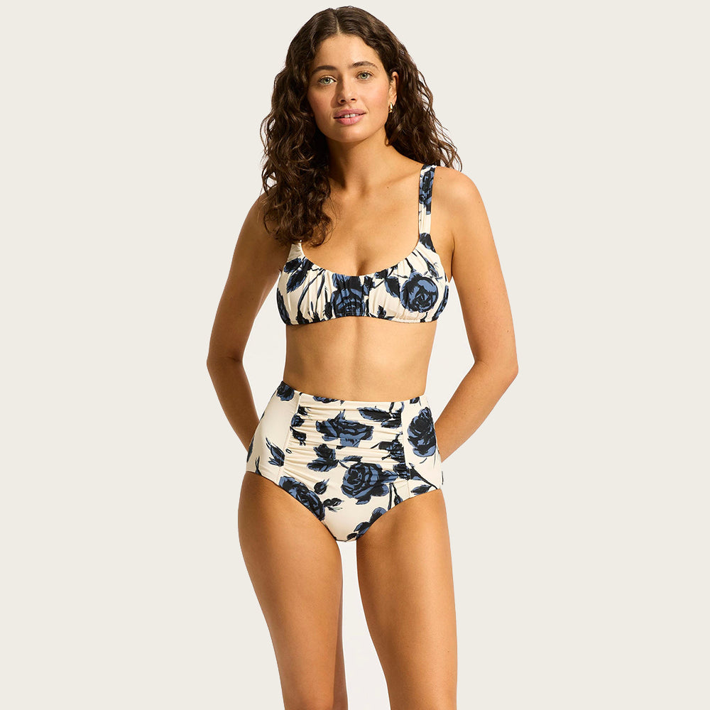 Rococo Ruched Front High Waisted Bikini Bottom - Women