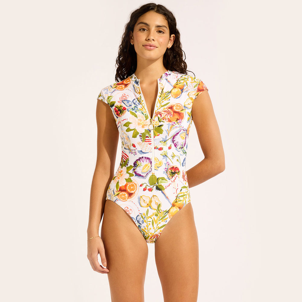 Riviera Coast Zip Front One Piece Swimsuit - Women