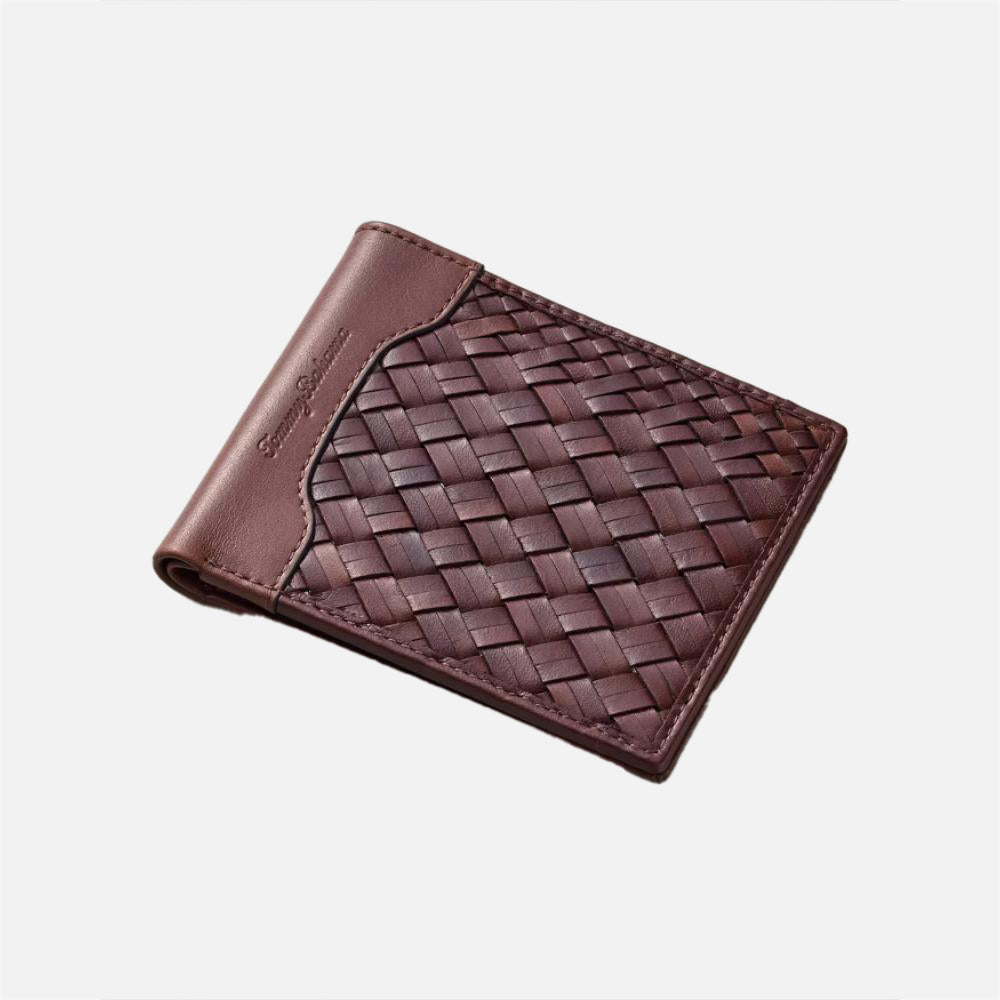 Woven Leather Slimfold Wallet - Men