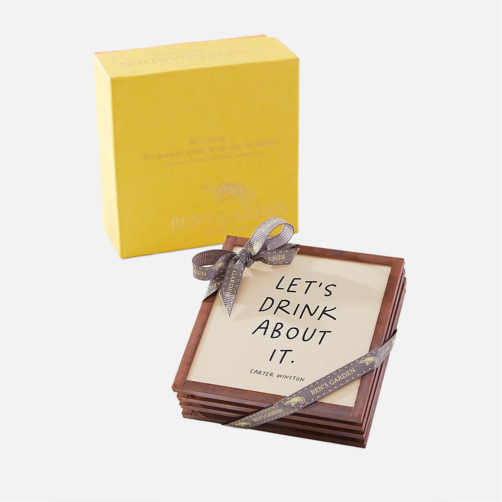 Let's Drink About It Copper & Glass Coasters Set of 4 - Unisex