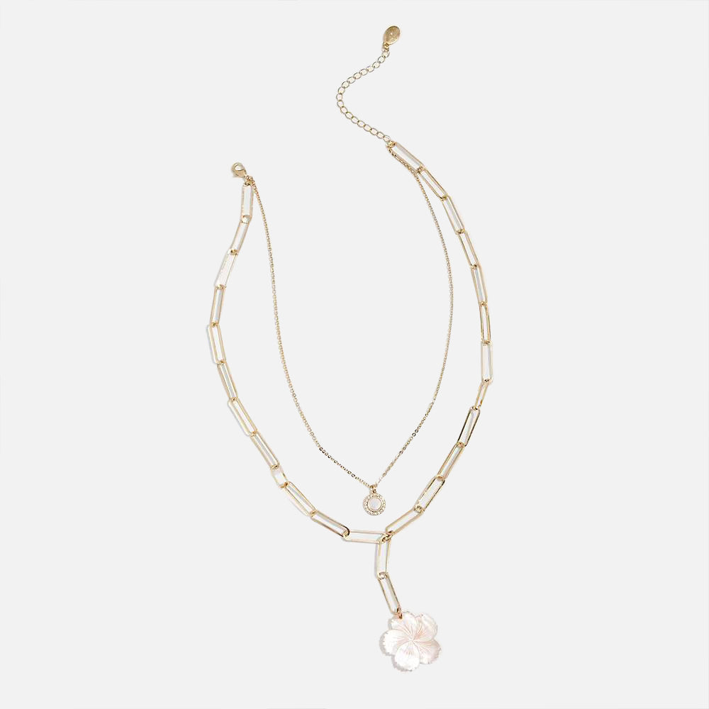 Tropical Blooms Hibiscus Charm Layered Necklace - Women