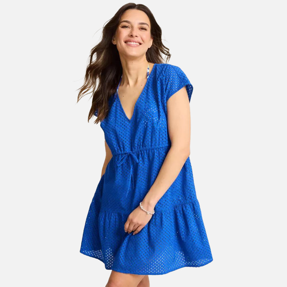 Eyelet Cotton V-Neck Coverup Dress - Women