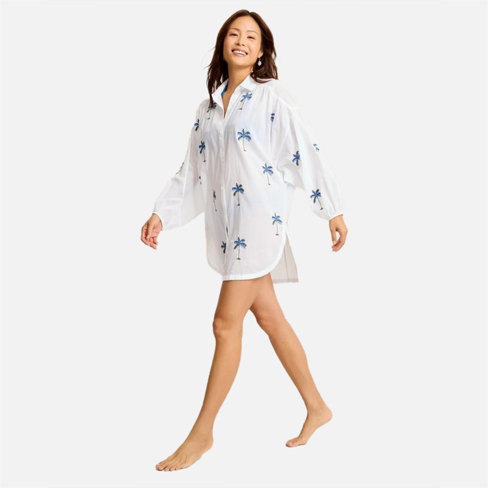 Catalina Coast Palm Boyfriend Beach Shirt - Women