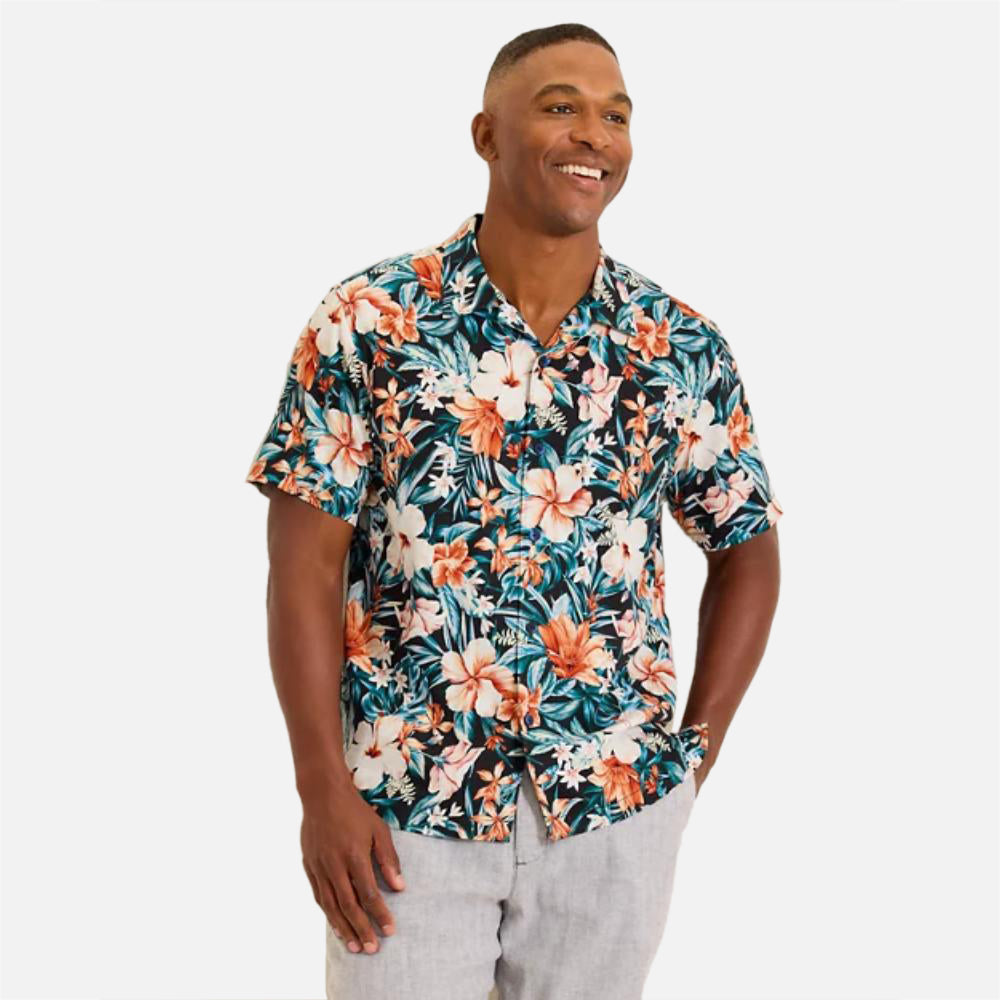 Midnight Blooms Silk Camp Shirt - Men