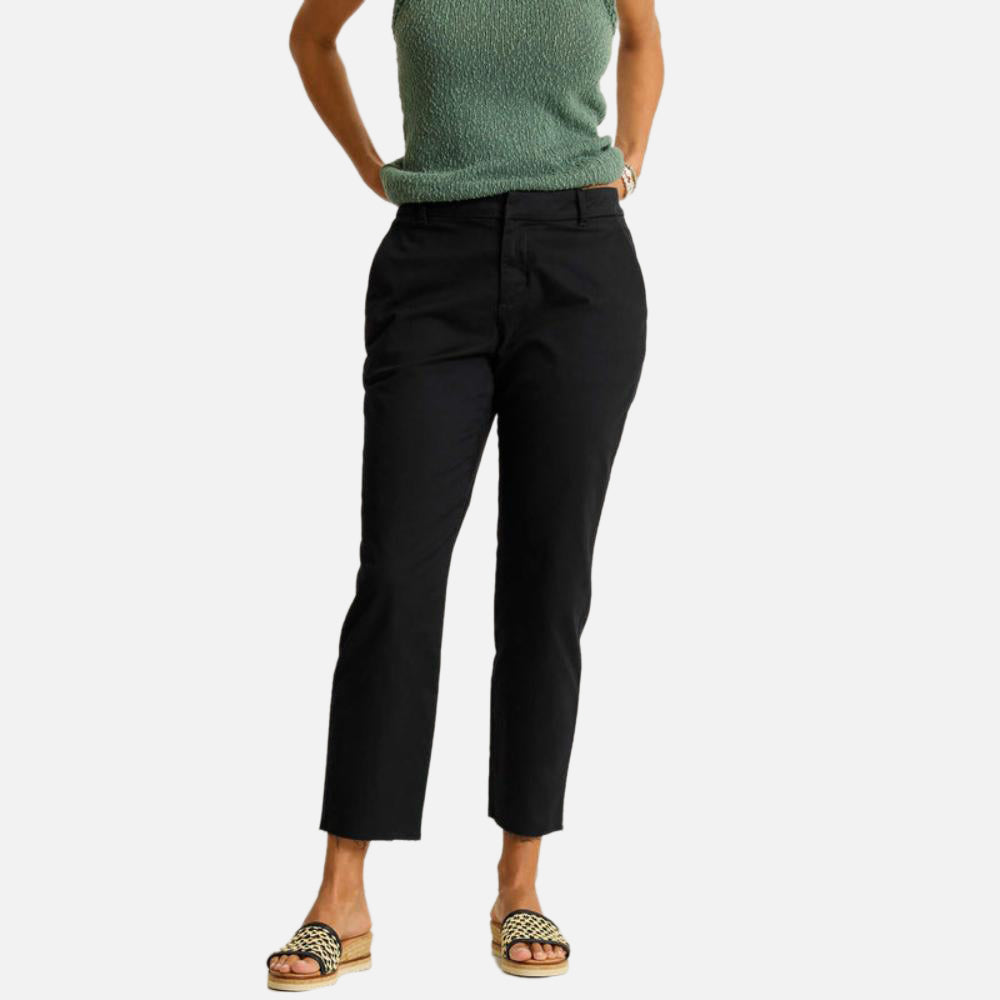 Mid-Rise Raw-Edge Cropped Chino Pants - Women