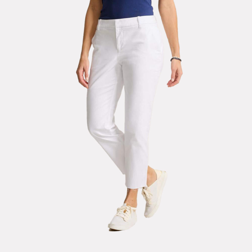 Mid-Rise Raw-Edge Cropped Chino Pants - Women