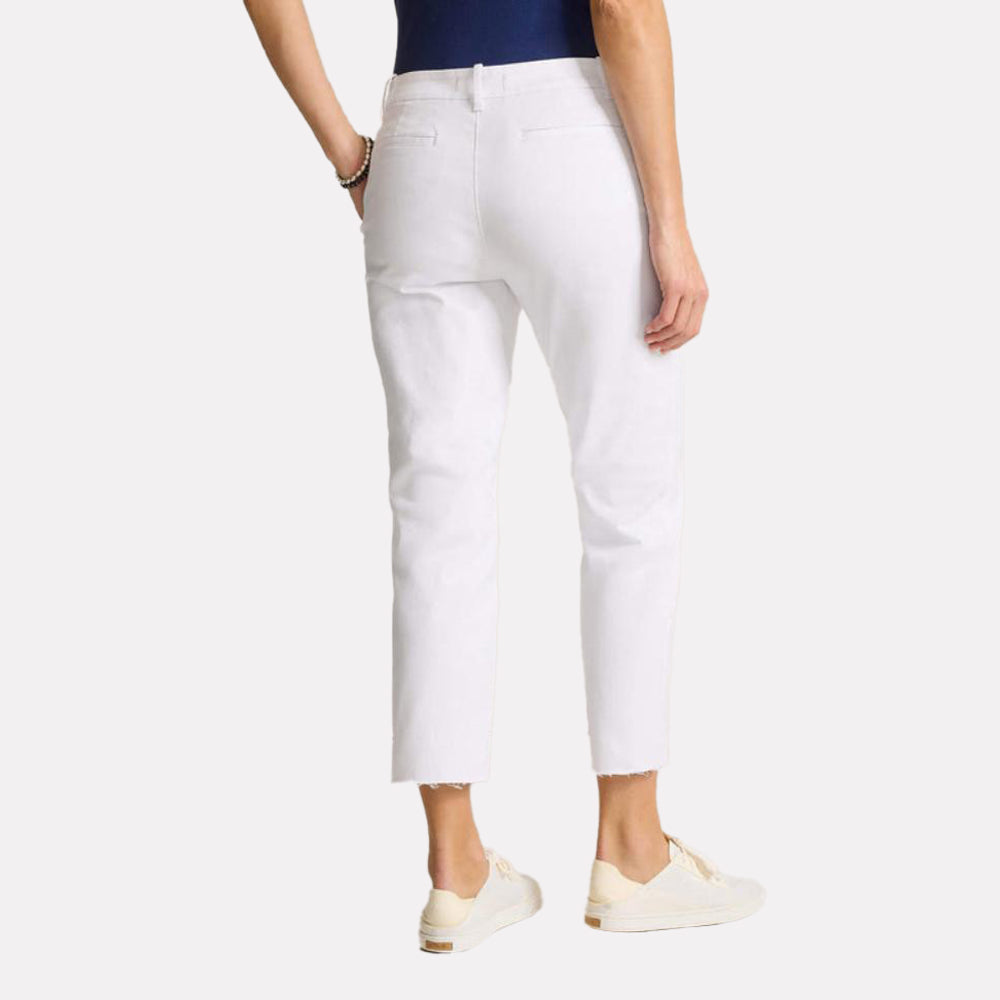 Mid-Rise Raw-Edge Cropped Chino Pants - Women