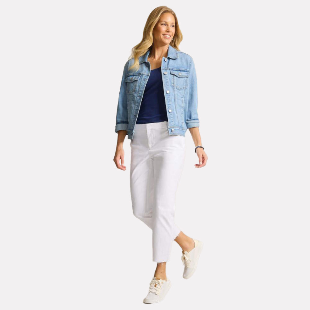 Mid-Rise Raw-Edge Cropped Chino Pants - Women