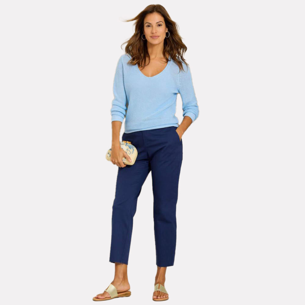 Mid-Rise Raw-Edge Cropped Chino Pants - Women