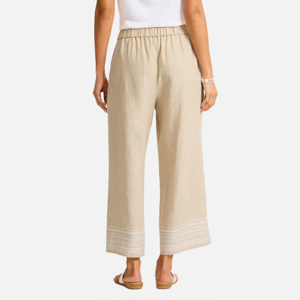 Two Palms Embroidered Linen Coulottes Pants - Women