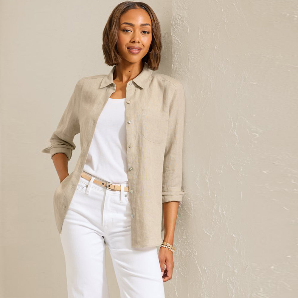 Coastalina Linen Relaxed Top - Women