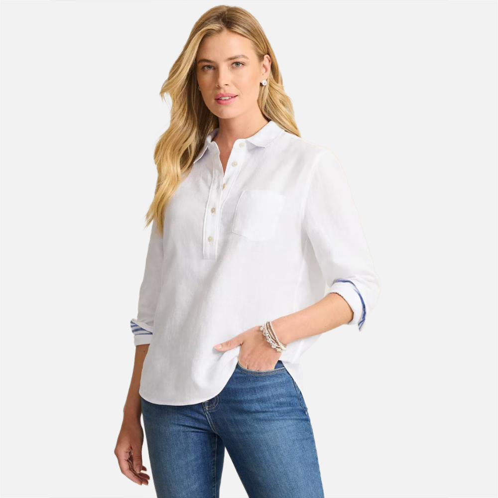 Coastalina Linen Popover Shirt - Women