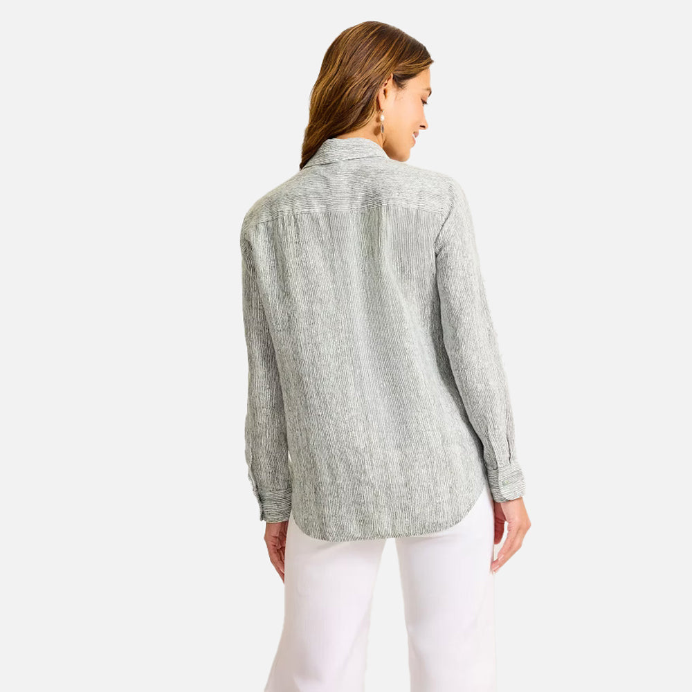 Coastalina Linen Shimmering Bay Relaxed Shirt - Women