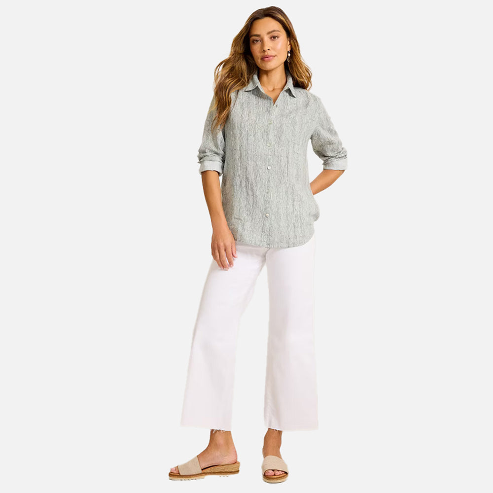 Coastalina Linen Shimmering Bay Relaxed Shirt - Women
