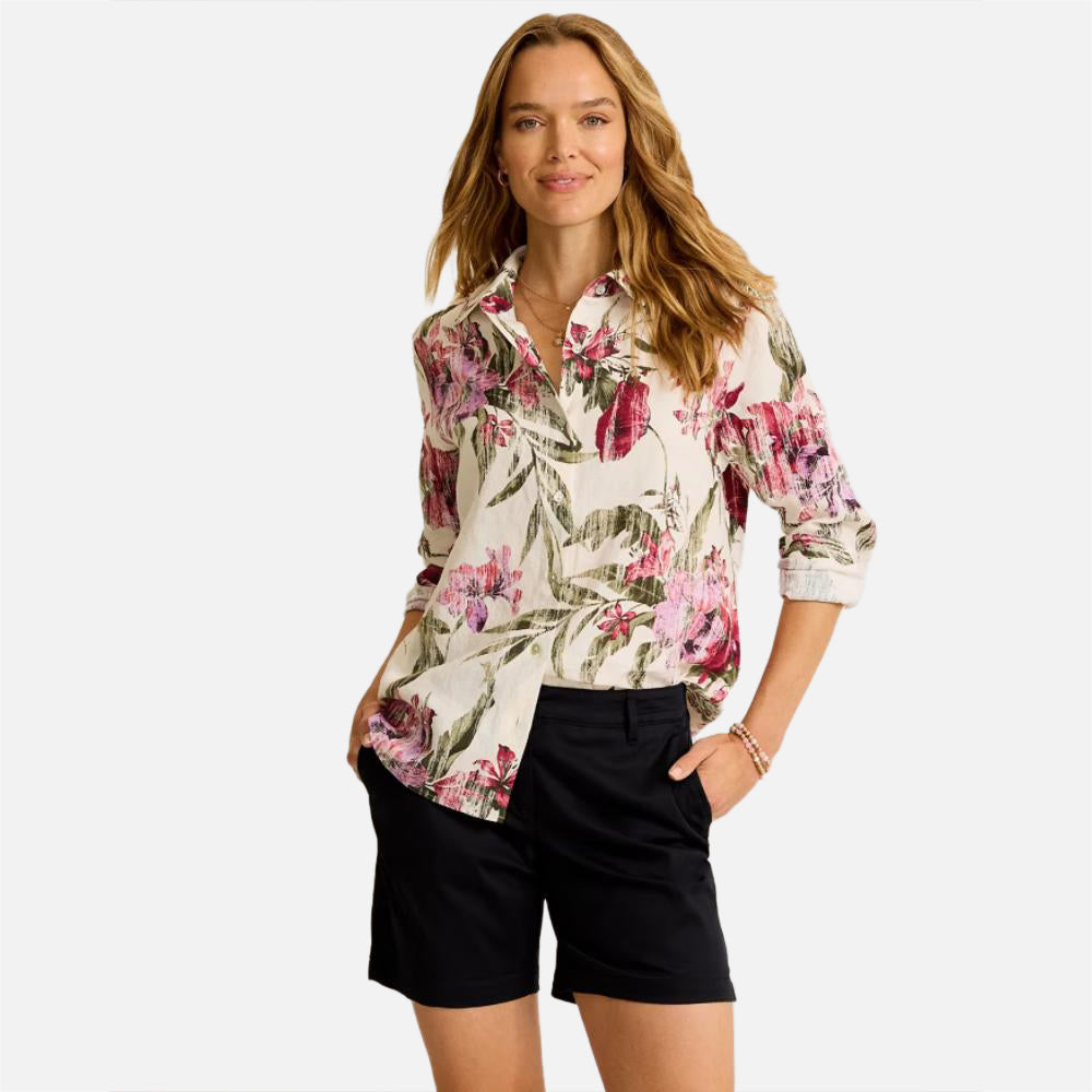 Coastalina Linen Orchid Isle Relaxed Top - Women
