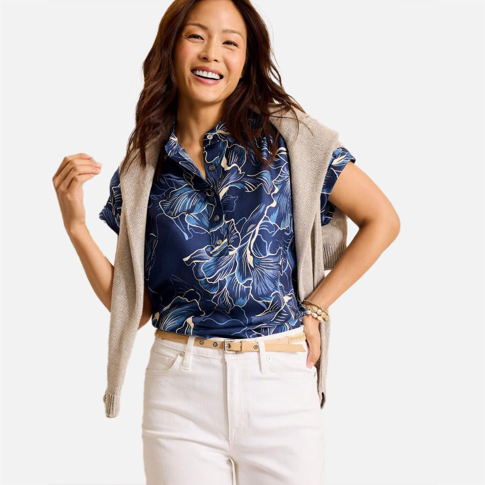 Sapphire Seas Silk Popover Top - Women