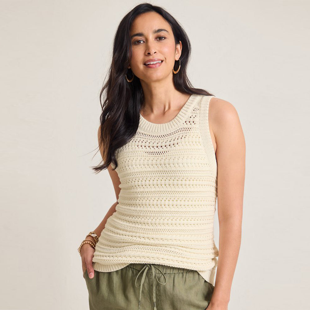 Crochet Stitch Sleeveless Sweater - Women