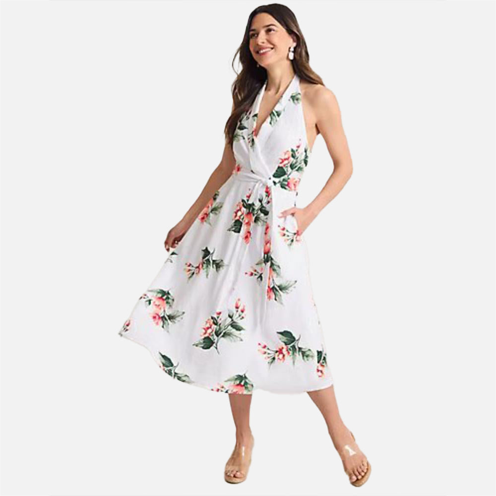 Coastalina Linen Florentina Flourish Midi Dress - Women