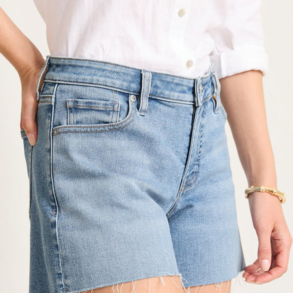 Relaxed Raw-Edge Jean Shorts - Women
