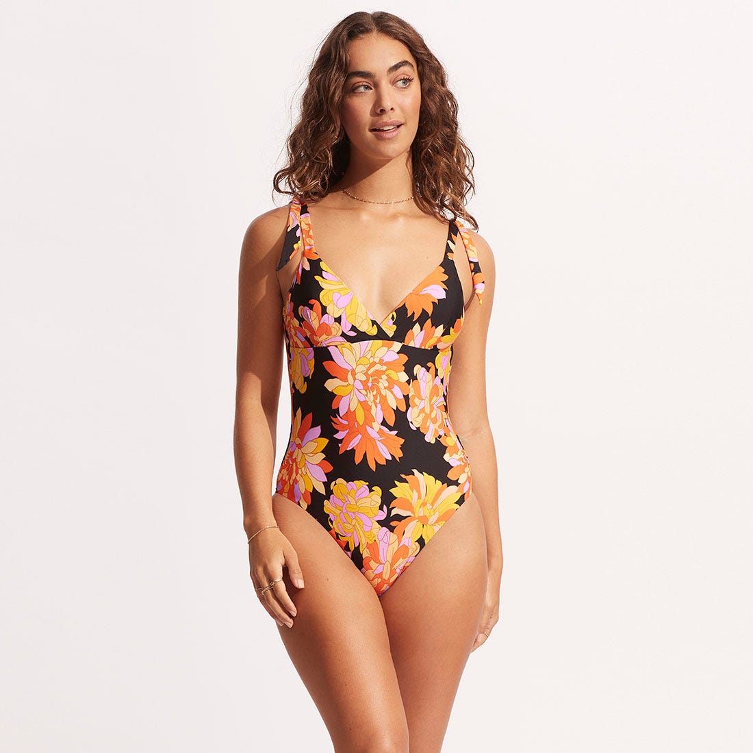 Seafolly Wrap Front One Piece In Black - 8