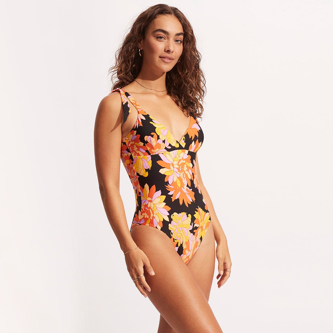 Seafolly Wrap Front One Piece In Black - 8