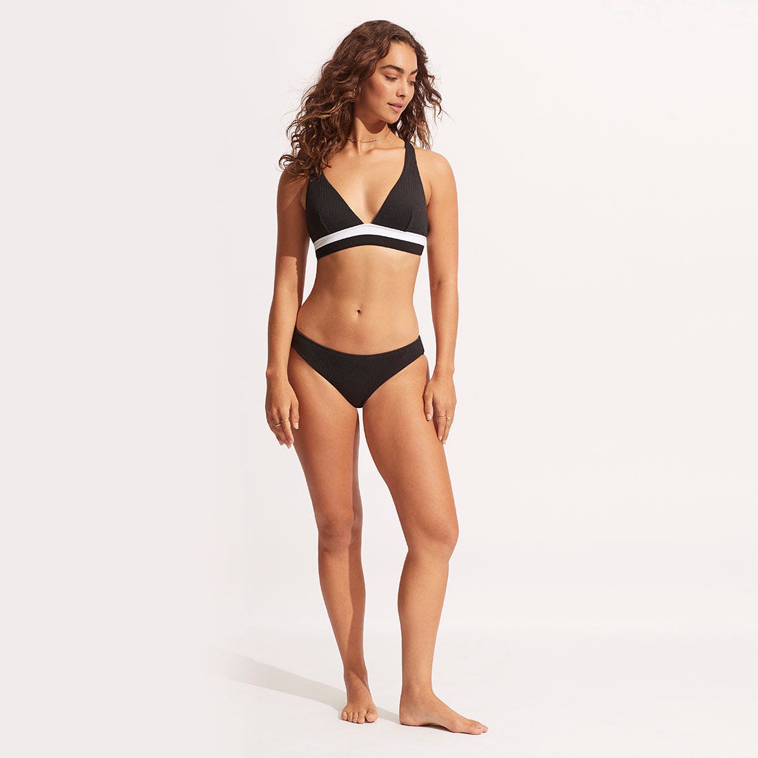 Seafolly Slice Of Splice Triangle Bikini Top In White