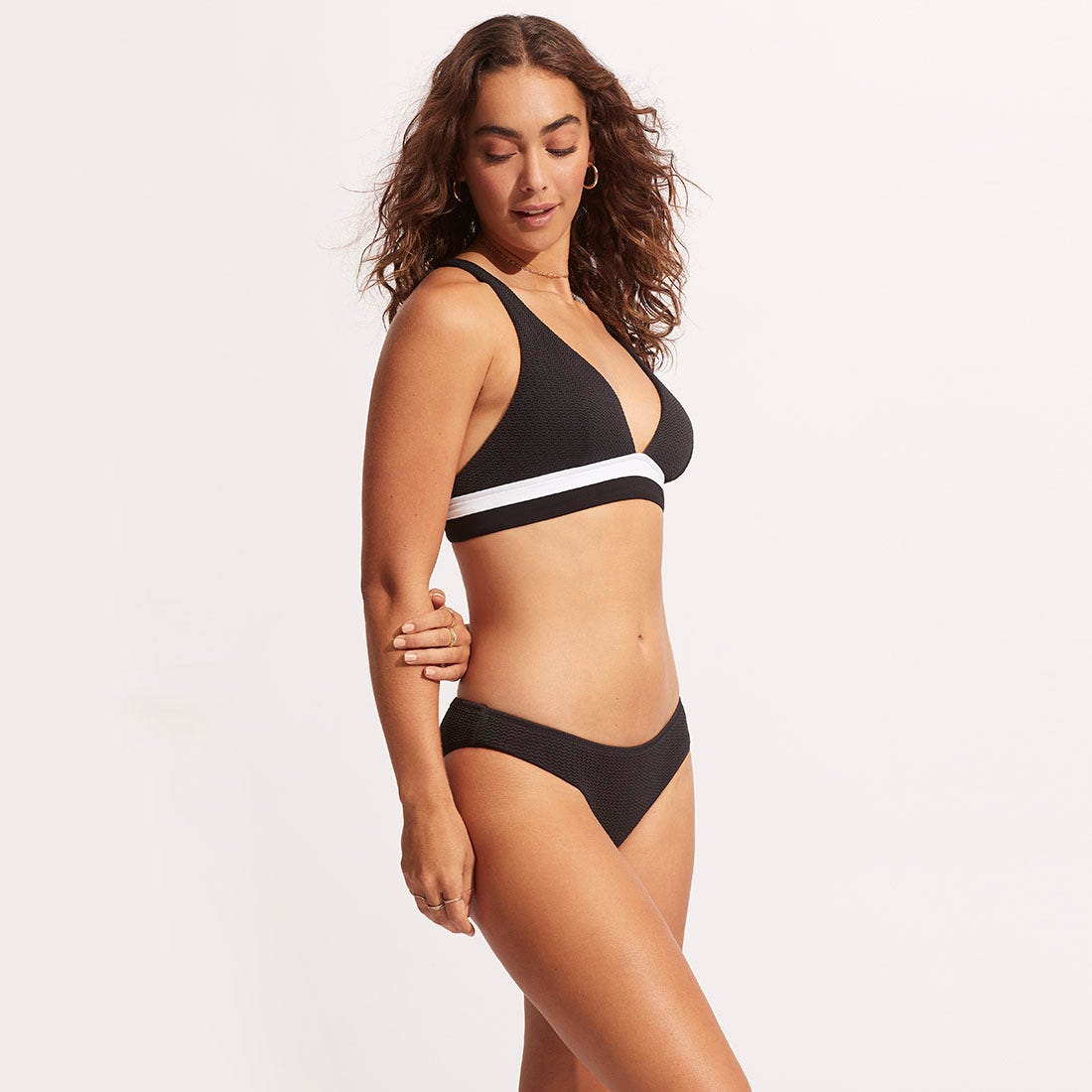 Seafolly Slice Of Splice Triangle Bikini Top In White