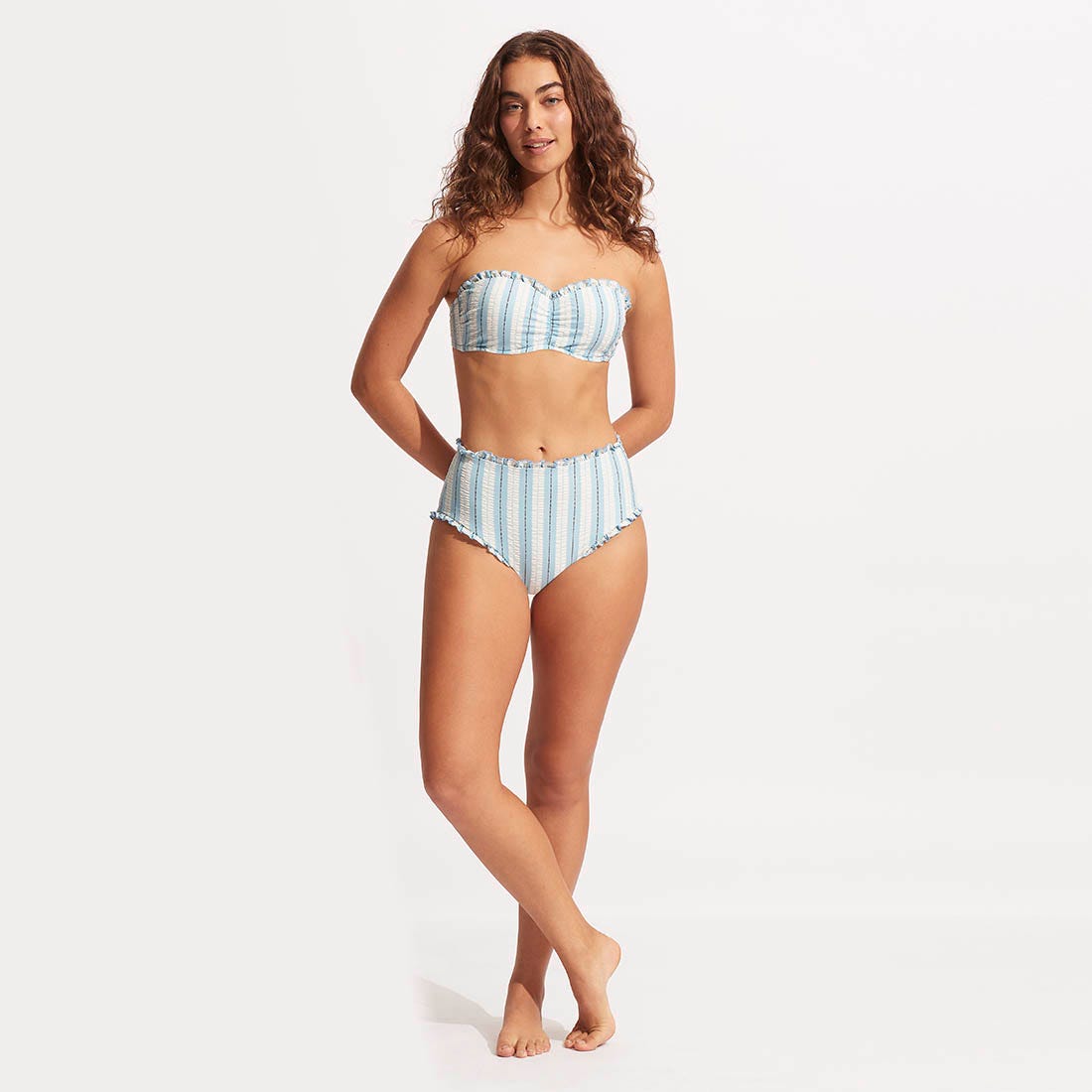 Seafolly Cabana Bustier Bandeau In Powder Blue