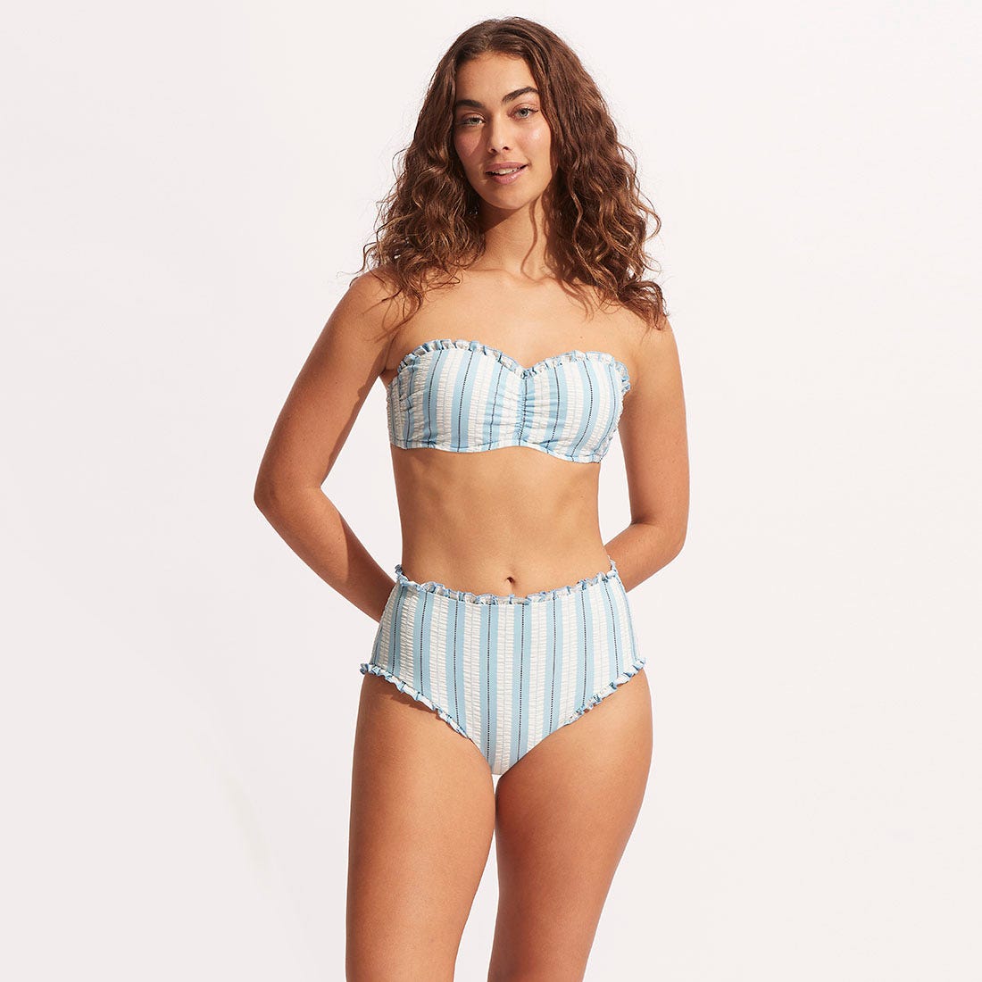 Seafolly Cabana Bustier Bandeau In Powder Blue