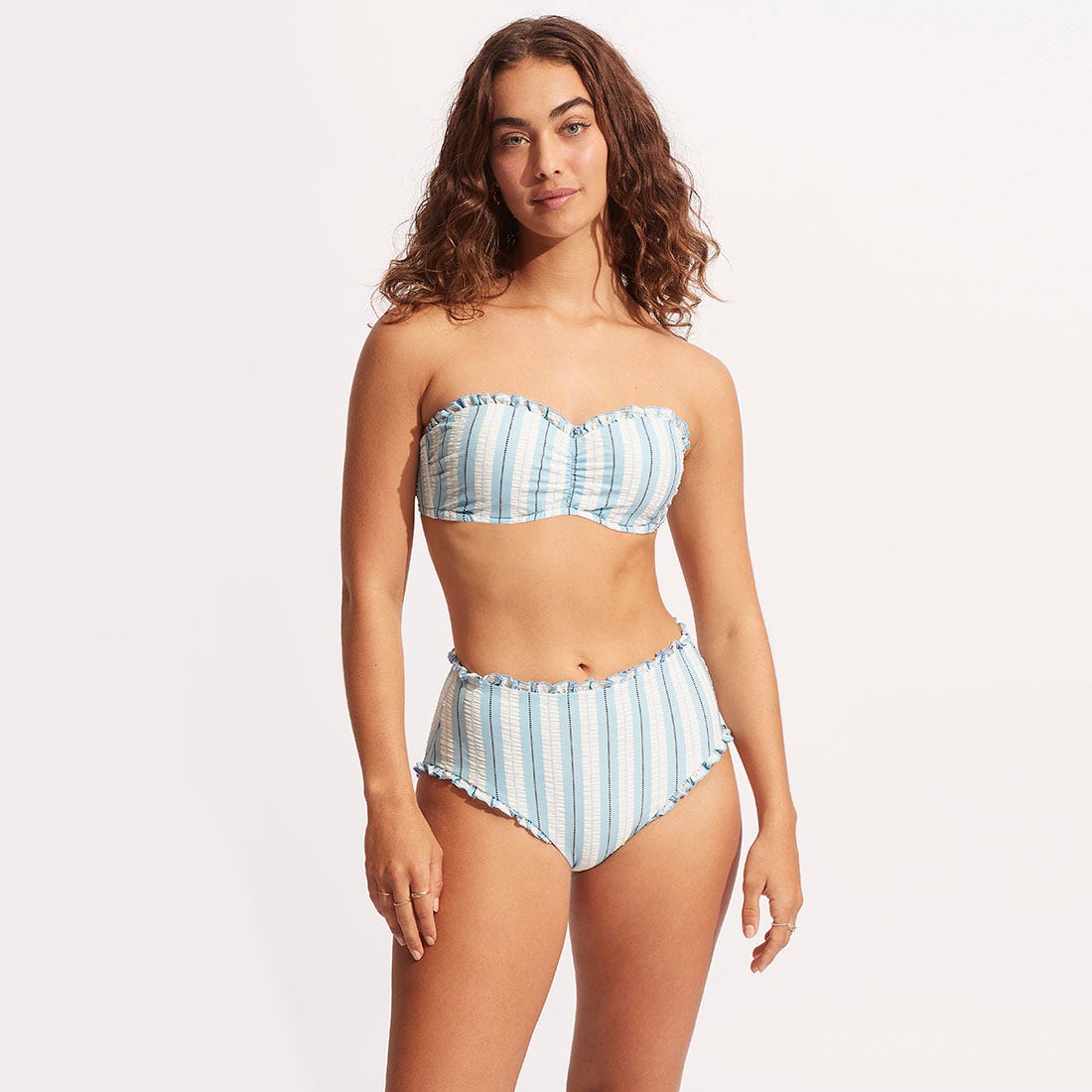 Seafolly Cabana Bustier Bandeau In Powder Blue