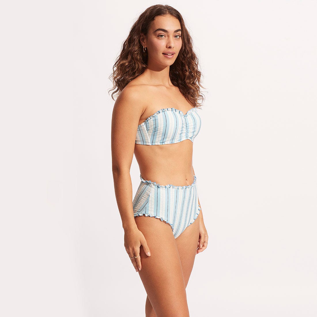 Seafolly Cabana Bustier Bandeau In Powder Blue