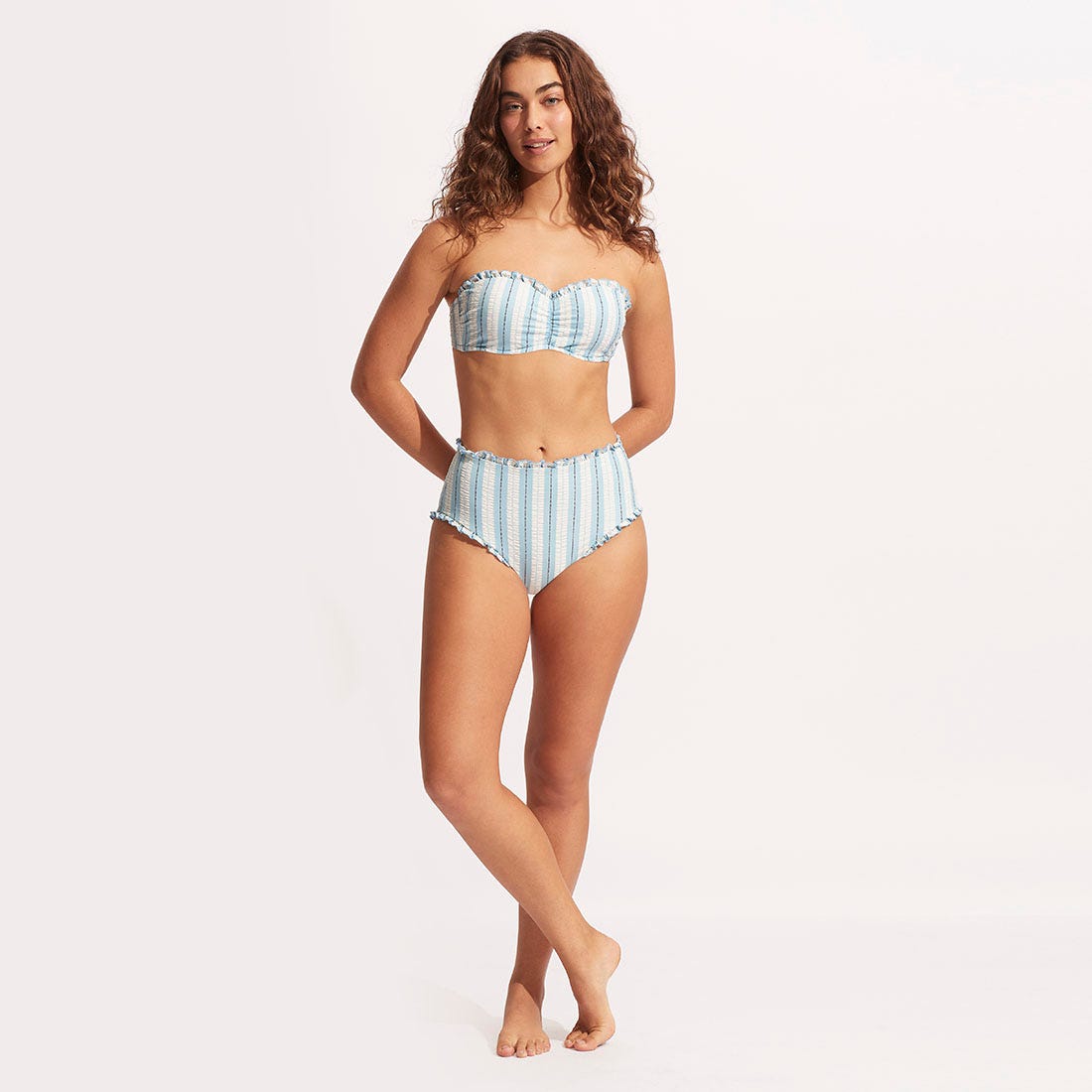 Seafolly Cabana High Waisted Pant In Powder Blue