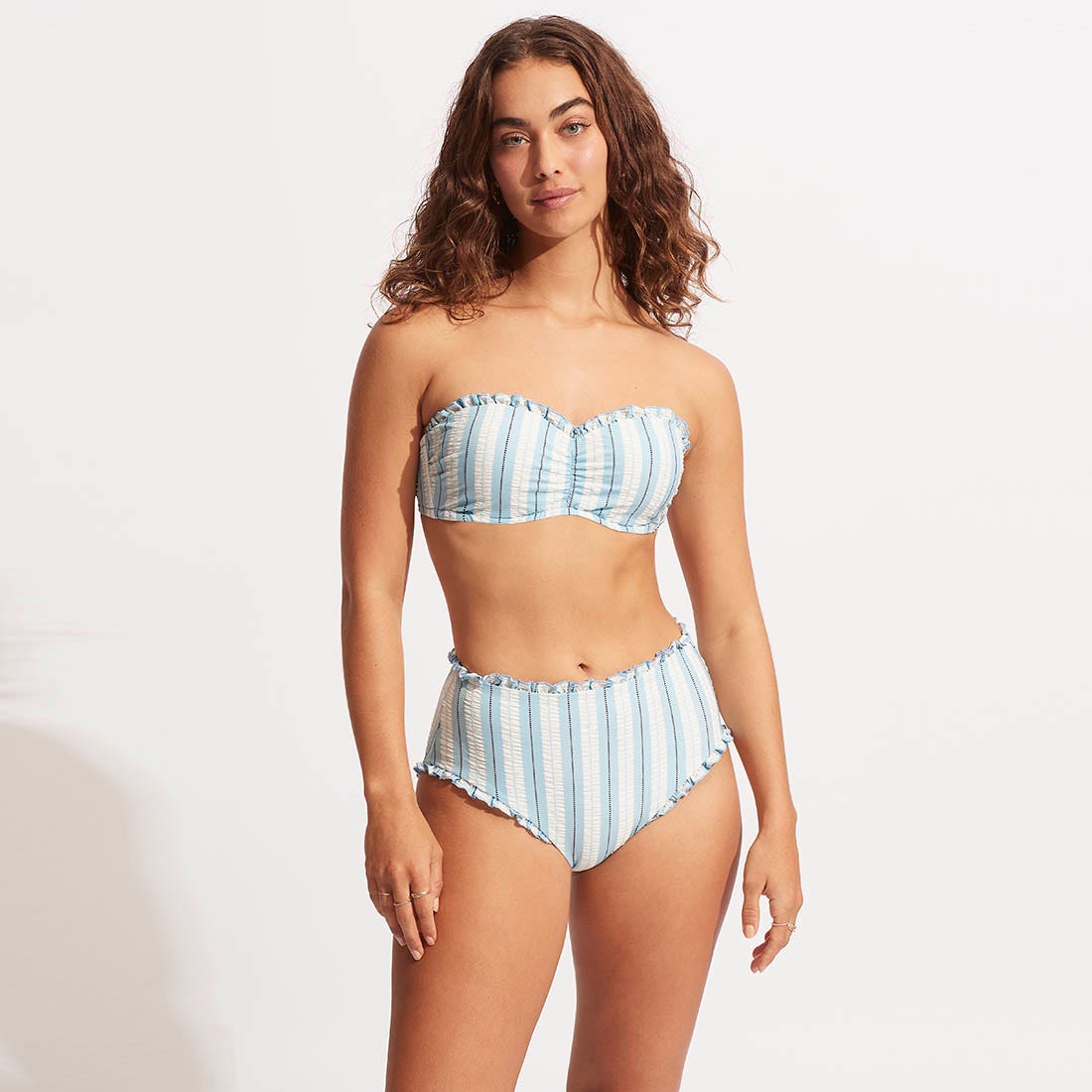 Seafolly Cabana High Waisted Pant In Powder Blue