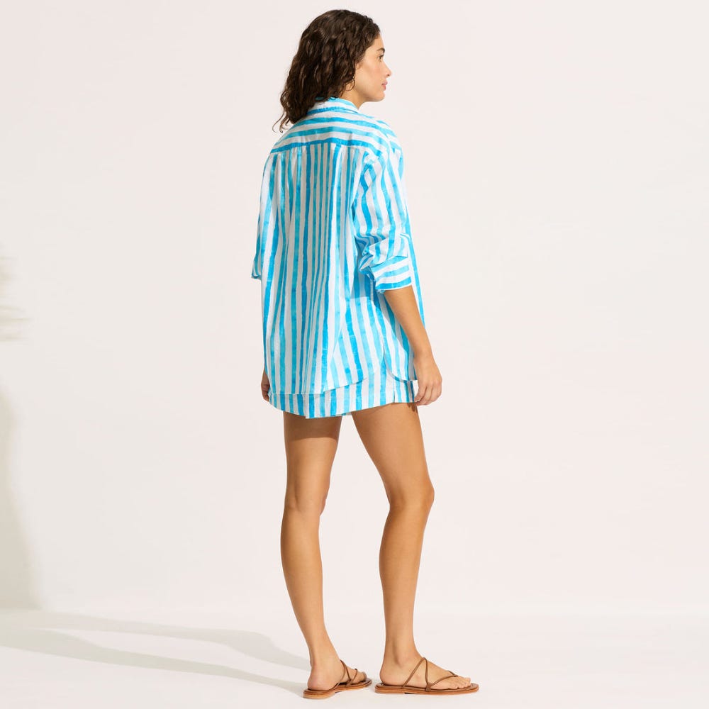 Isla Palm Oversized Button Up Shirt - Women