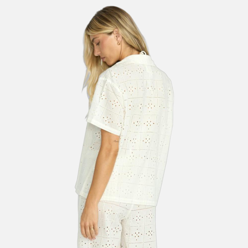 Eyelet Crush Beach Cover-Up Shirt - Women