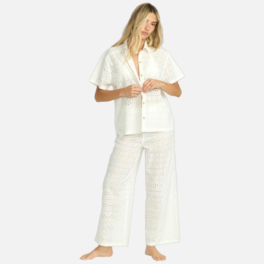 Eyelet Crush Beach Cover-Up Shirt - Women