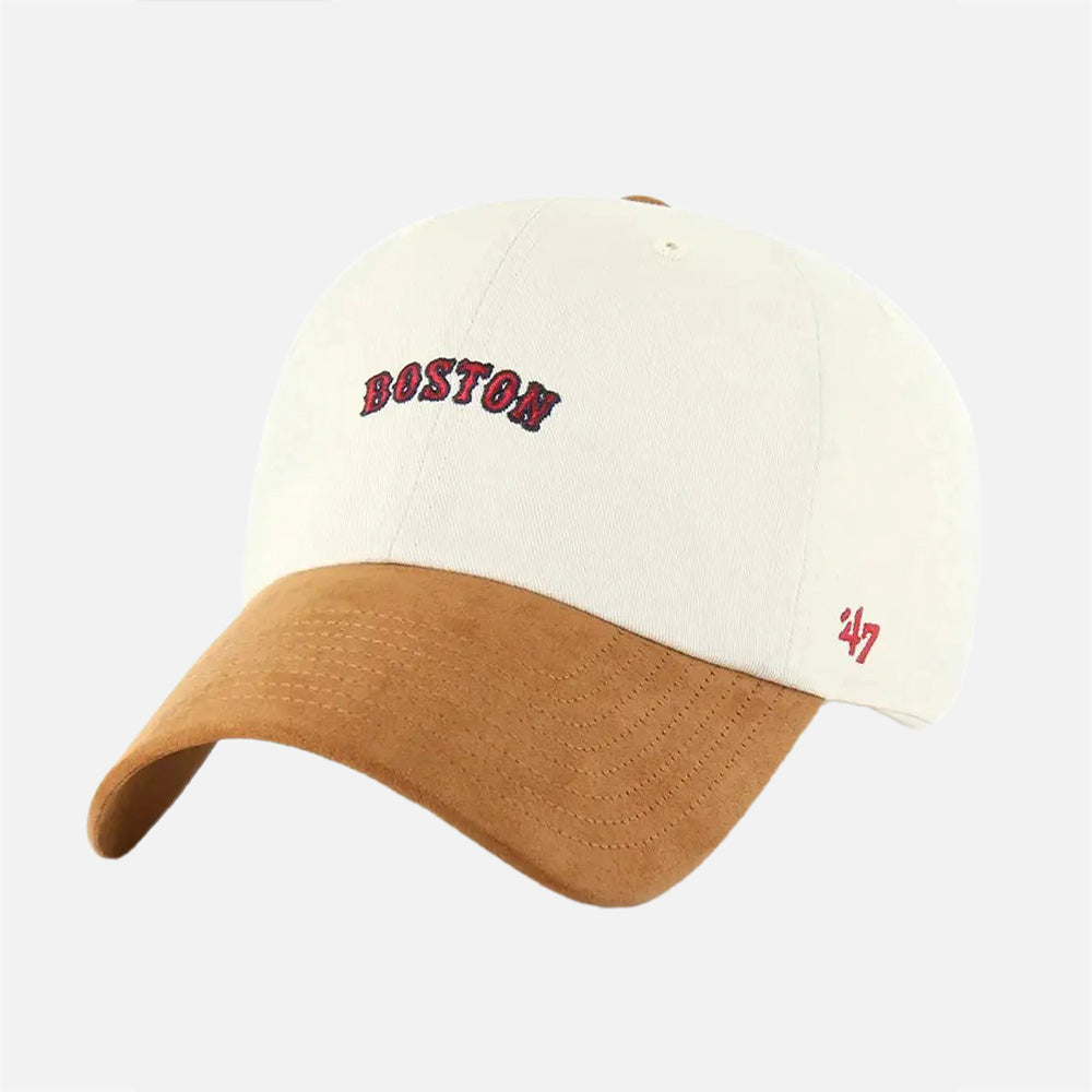 MLB Boston Red Sox Mini Script Sude Visor Clean Up Cap - Men