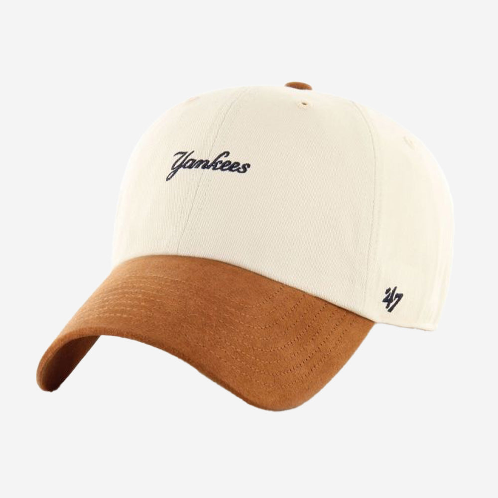 MLB New York Yankees Mini Script Suede Visor Clean Up Cap - Men