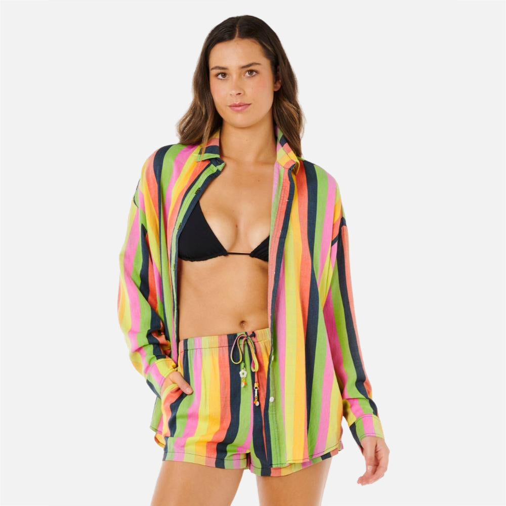 Neon Stripe Relaxed Shirt - Women